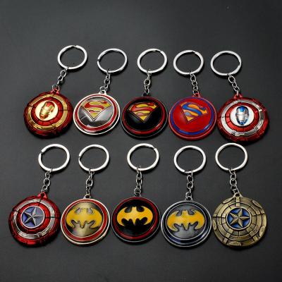 China Avengers Captain America Rotating Shield Marvel Trinket Fashion Sublimation Key Chain Key Ring For Bag Zinc Alloy Durable Movies Pendant for sale