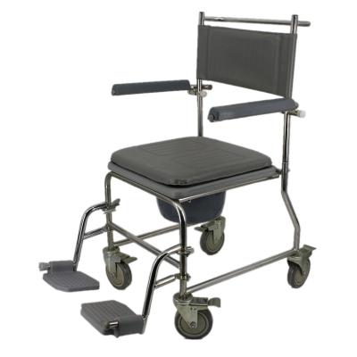 China Steel wheelchair with toilet commode chair with wheels with flip up armrest and detachable footrest MK04015 for sale