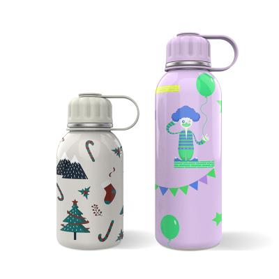 China Contemporary High Quality 350ml 500ml Double Wall Vacuum Insulated Stainless Steel Kids Water Bottle With Leak Proof Handle Lid New Pattern for sale