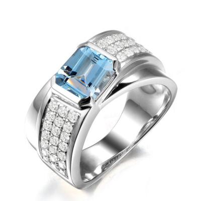 China Wholesale Blue Gemstone 925 Sterling Silver Mesn Ring Gem of Daily Style Opal Men's Ring for sale