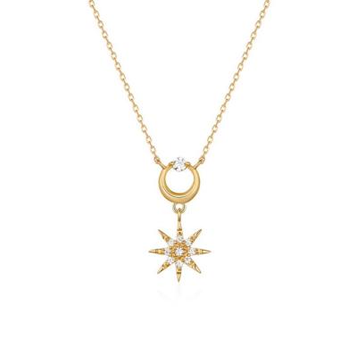 China FASHIONABLE Wholesale Women Fashion Jewelry 14K CZ Moon Star Pendant Necklace for sale