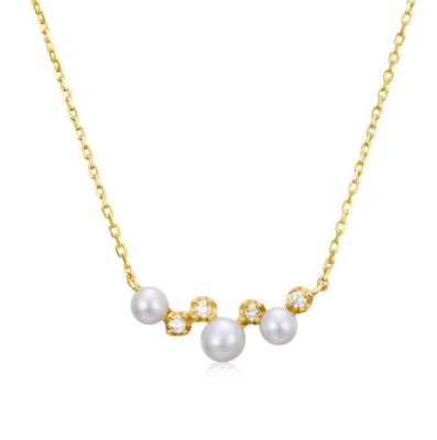 China Fashion TRENDY Jewelry Wholesale 14K Natural Freshwater Pearl Necklace With AAA CZ Paved for sale