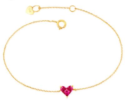 China TRENDY Ladies Fashion Design 14K Gold Simple Heart Ruby Bracelets Women for sale