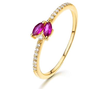 China TRENDY Daily Style Hot Selling 14K Gold Ruby Ring For Women for sale