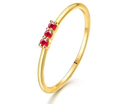 China Factory Wholesale Fashion Lady TRENDY Gemstone Natural Ruby Ring in Pure 14K Gold Setting for sale