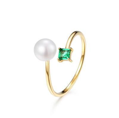 China FASHIONABLE Wholesale Pure 14K Gold Women Factory Solid Pearl Ring for sale