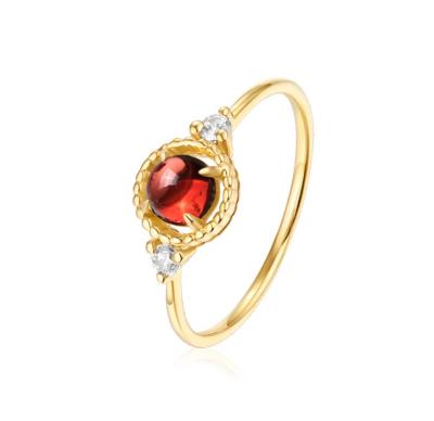 China FASHIONABLE Factory Wholesale 14K Gold Iced Out Mozambique Garnet Ring For Women for sale