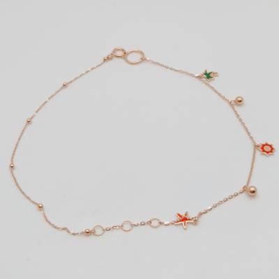 China TRENDY Custom Charm Jewelry Female Trendy Beach Starfish Shaped Anklets and Anklets Chain 18K Gold for sale