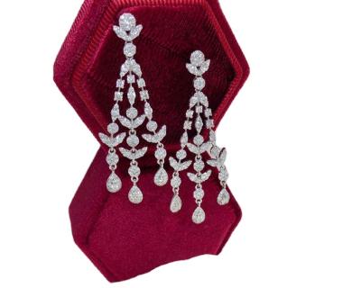 China Delicate Design 18K Classic Christmas Tree Drop Earring Christmas Gift Diamond Earring for sale