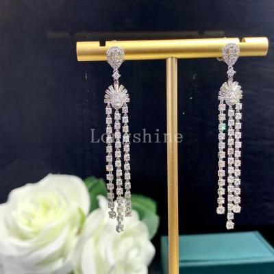 China Longshine Trendy Jewelry Design Luxury Water Drop and Meteor Shape Earring Drop 18k Gold Diamond Earring for sale