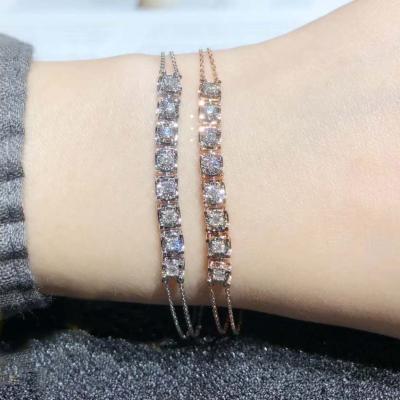 China Fashion 2020 New Bracelets Design 0.25ct VS Real Diamond Women Solid 18K Rose Gold Tennis Style Bracelets for sale