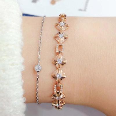 China Fashion 2020 New Design Bracelets 0.41ct VS Real Diamond Women Solid 18K Rose Gold Link Bracelets for sale