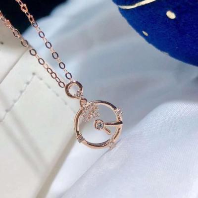 China Solid Gold 2020 Custom Necklace Diamond Clock Design Women Necklace New 18kt Wholesale Necklace Chain for sale