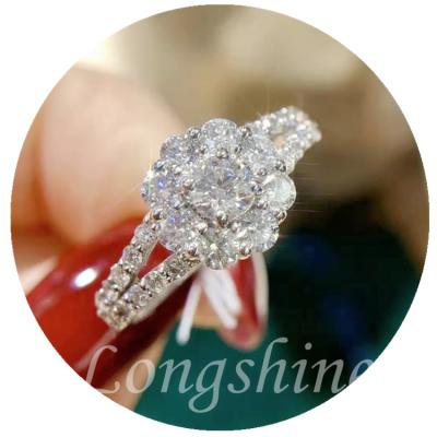 China Shenzhen Jewelry 18K Rose Gold Flower Shaped Ring Classic Pure Wedding Ring Natural Diamond Ring for sale