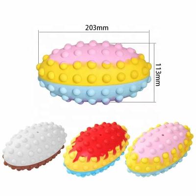 China New Arrival Silicone Ball Pools 3D Worry Decompression Basketball Football Rugby Oval Noise Busy Sensory Toys for sale