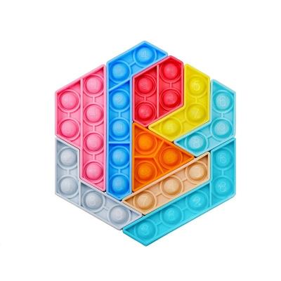 China Fast Shipping Newest 2022 Silicone Cardboard Relaxing Rainbow Push Up Noise Puzzle Board Game Busty Person Toy for sale