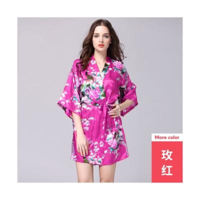 China QUICK DRY Satin Bridesmaid Kimono Long Robe Silk Bridesmaid Robes for sale