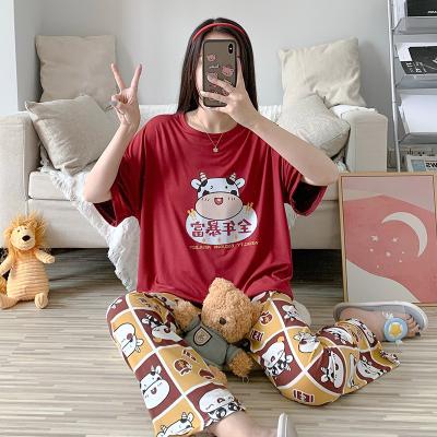 China Wholesale QUICK DRY cute home wear Korean ladies summer fashion summer short sleeve shorts milk silk pajamas women sets cotton sleepwear for sale