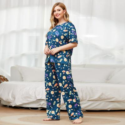 China Samwestart QUICK DRY plus size 4XL 140KG women pajama sets pajama sleepwear short sleeve plus size pajamas for sale