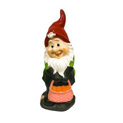 China Global hot sale dwarfs statues with basket garden gnome statue resin for sale