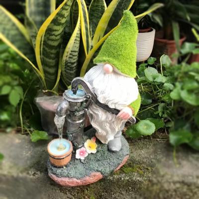 China World Gnome Statue Garden Statue Solar Pressurized Water Light Foam On Hat Garden Statue Mold Gnome Resin For Patio Decoration for sale