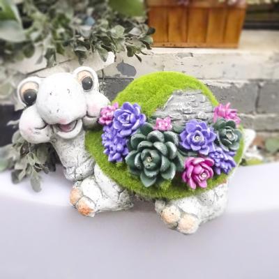 China Global Factory Wholesale Solar Succulents Resin MgO Turtle Garden Statue Lighted Colorful Accent With Bright White LED Lights for sale