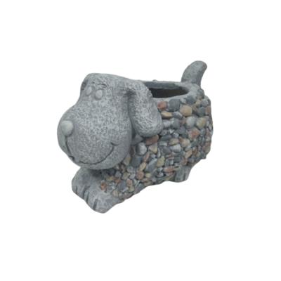 China World Gray Animal Home Decoration Simple Cement Flowerpot Cement Dog Style Green Plant Gardening Decoration for sale