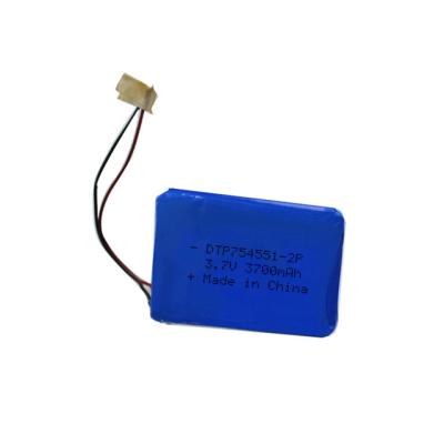 China Toys Li ion battery DTP754551 3.7v 3700mah lipo battery cell with large capacity for sale