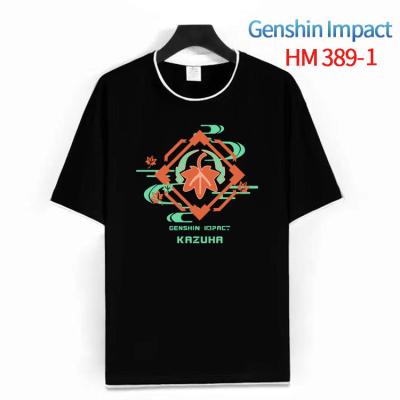 China Anti-Wrinkle Anime T-shirt Men's Genshin Impact T-shirt Black Short Sleeve Tee For Adults Youth for sale