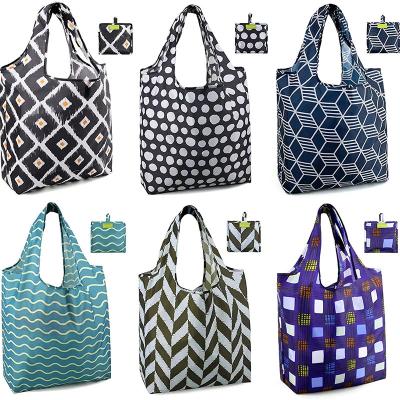 China Foldable Ripstop Recyclable Eco - Friendly Pouch Bags Polyester Reusable Folding Shopping Bag for sale