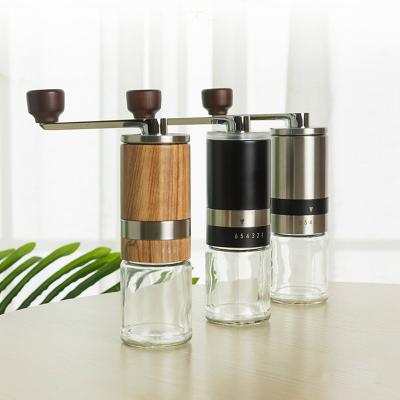 China Adjustable Car Setting Container Manual Stainless Steel Coffee Grinder Black /Wood Color for sale