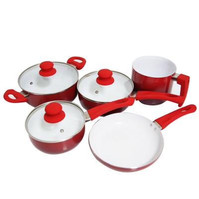 China Sustainable Household Kitchen 7pcs Aluminum Multifunctional Non Stick Pots Pans Baby Pan Cooking Pot Sets for sale