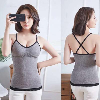 China Women's Viable Good Quality Seamless Well-Fitting Slim Push Up Camisole Padded Ladies Sexy Cross Backless With Chest Pad for sale