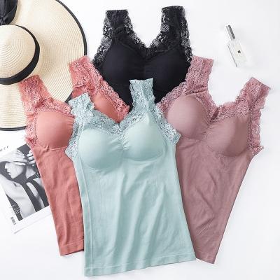 China New Viable Trends Women's Korean Slim Knit Strapless Lace Modal Vest Tank Top Wrapped Chest With Padded for sale