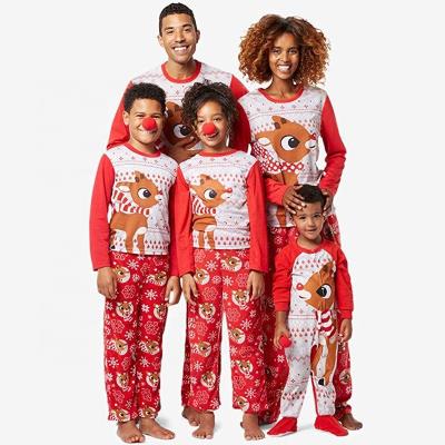 China Tiktok 2021 QUICK DRY Hot Sale Christmas Family Matching Holiday Red PJ Pajamas Sets for sale