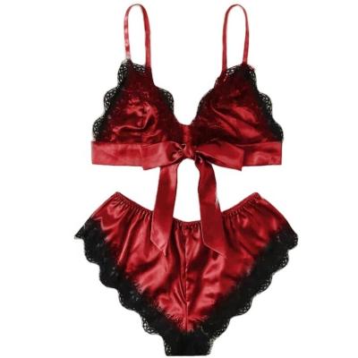 China Breathable Women's Low Price Ladies Sexy 2 Piece Lace Lingerie Underwear Panties Set for sale