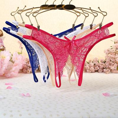 China 2021 Antibacterial Women's Crotch Rise T-Back Briefs Open Sexy Fancy Transparent Underwear Thongs Lingerie Lace Stockings Panties for sale