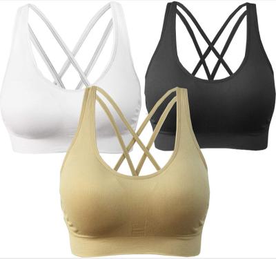 China Amazon Popular Women's Sexy Gathered Fitness Running Yoga Underwear Breathable Shockproof Back Sling Bra Yoga Sports for sale