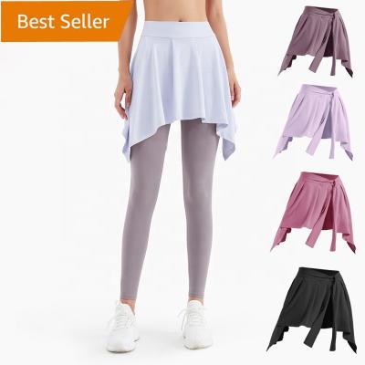 China 2022 New Breathable Tiktok Trends Women Yoga Cover Up Skirts Sports Workout Fitness Gym Wrap Ruffle Running Skirt for sale