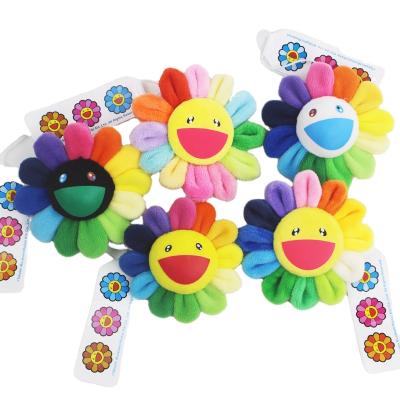 China Cotton Blend And Alloy Plush Face Rainbow Sunflower Cute Smile Pin Brooch Badge For Women Bag Key Chain Decoration for sale