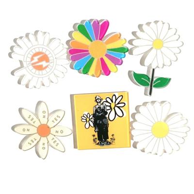 China Women Mixed Nickel Free Enamel Flower Lapel Pin Set Decoration Acrylic Brooch Badge for Backpack, Hat and Jacket for sale