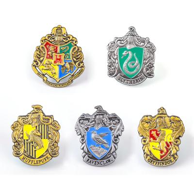 China Europe School of Magic Metal Enamel Pin Brooch Antique Pin Carton Badge Coat of Arms for sale