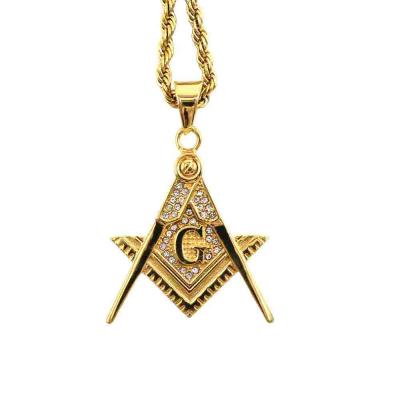 China Europe Metal Necklace Gifts Titanium Steel Gold Plated Masonic Masonic Pendant for sale