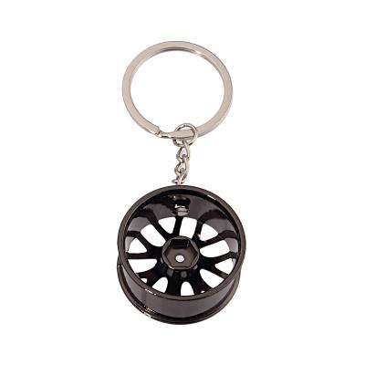 China New Car Wheel Rim Model Man Creative Zinc Alloy Hub Chain Keychain Cool Gift Key Ring for sale