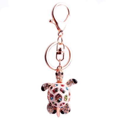 China Crystal Keyring Bling Bling Rhinestones Mobile Phone Purse Dangle Tortoise Zinc Alloy Glitter Key Chain for sale