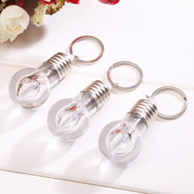 China Colorful Flash LED Light Bulb Plastic Key Ring Chain Torch U Shaped Around Spiral Acrylic Key Chain for sale