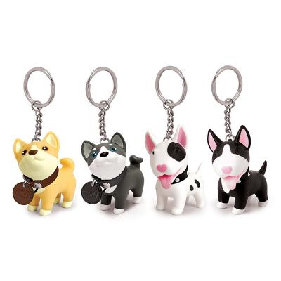 China PU+PVC+Iron Pig Puppy Key Chain PVC Cartoon Creative Cute Car Pendant Wholesale Customizable Key Chain for sale