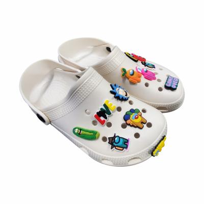 China Clog Charm Custom Your Logo Soft PVC Cartoon Croc Shoe Charm For Lady Kids for sale