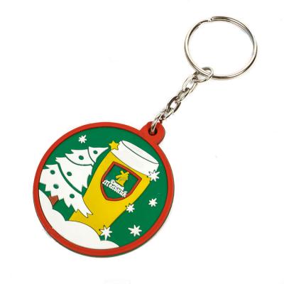 China Wholesale Cheap Rubber Anime PVC Ring Chain Fob Round Cartoon Rubber Pendant Keychain for sale