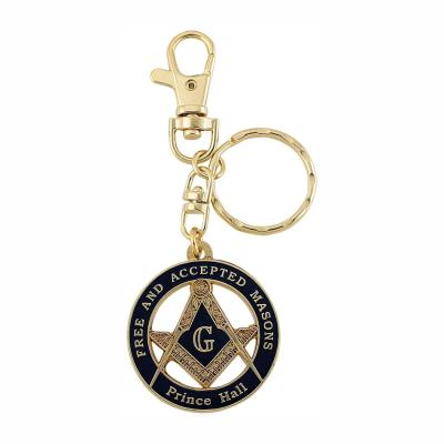 China Europe Metal Hot Selling Custom Free Design Accepted Masons Prince Hall Round Masonic Keychain for sale